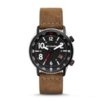 utbacker Watch: Black Dial/Camel Leather